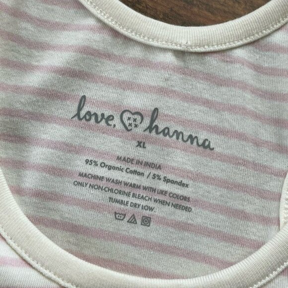 Hanna Andersson Womens Pajama Tank Top XL Pink White Stripe Organic Cotton PJ's - Picture 5 of 5